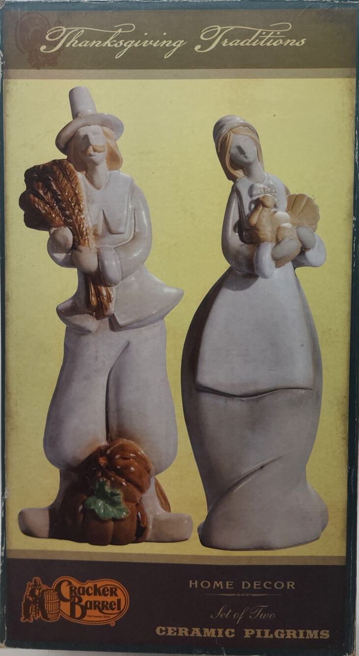 Cracker Barrel Ceramic Pilgrims Thanksgiving Figurines Home Decor